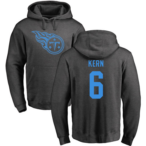 Tennessee Titans Men Ash Brett Kern One Color NFL Football #6 Pullover Hoodie Sweatshirts->nfl t-shirts->Sports Accessory
